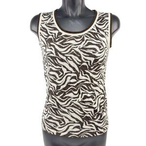 JONES NEW YORK COLLECTION Linen Animal Print Tiger‎ Beige Cami Tank Top L